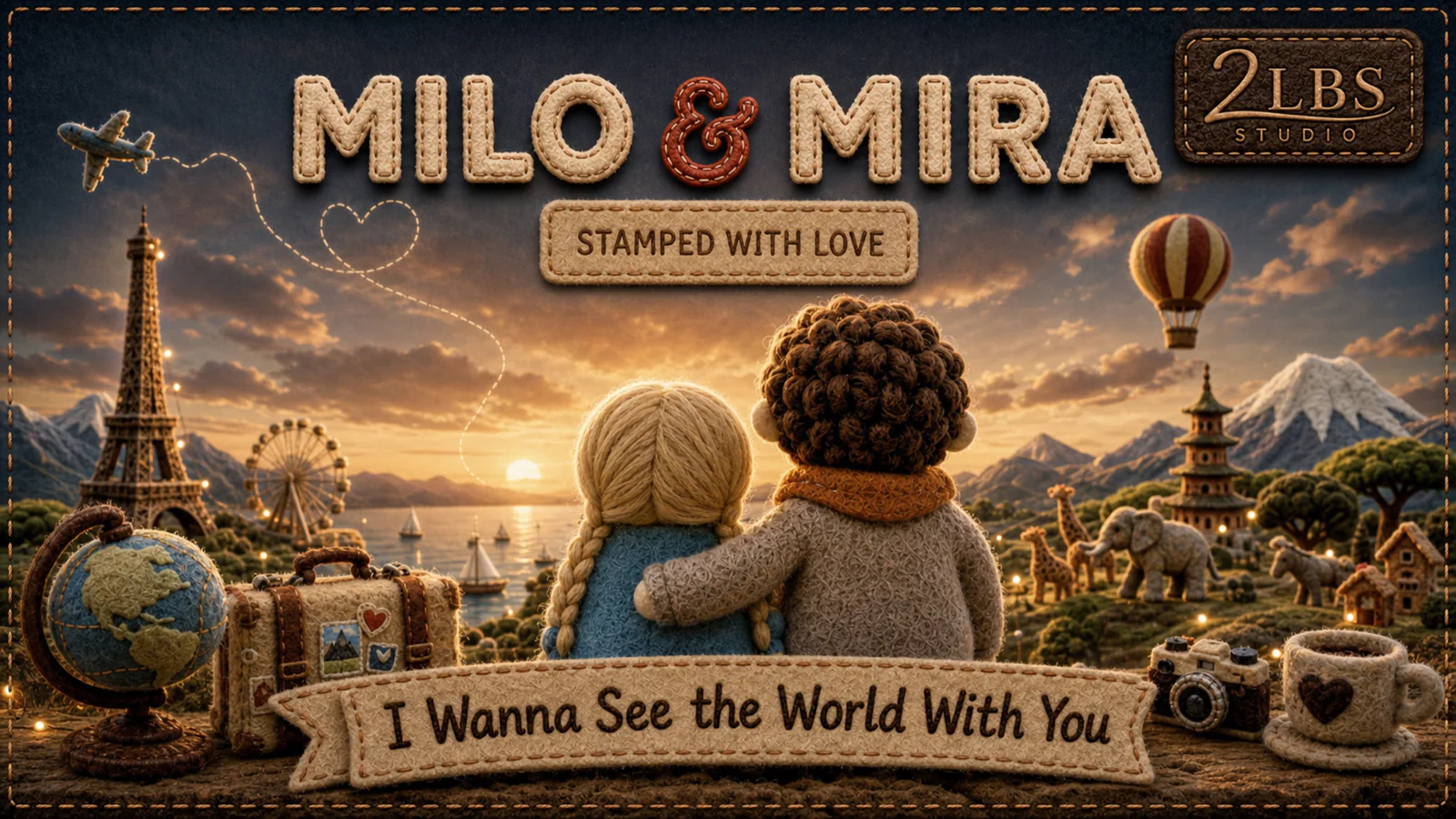 Milo and Mira look across their handmade wool world